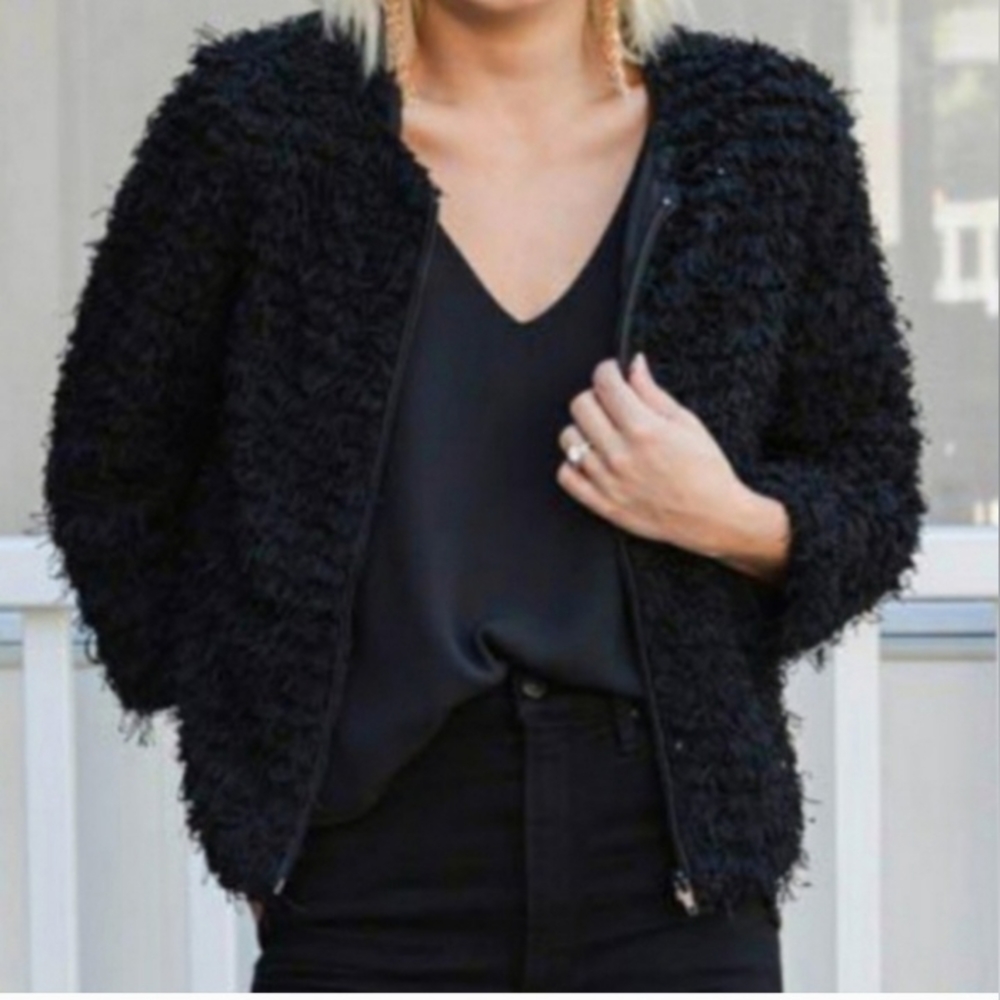 SALE! NWT BB Dakota Women's black fur  jacket. Size XS